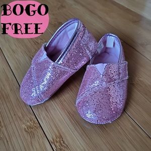 Pink glitter slip on shoes